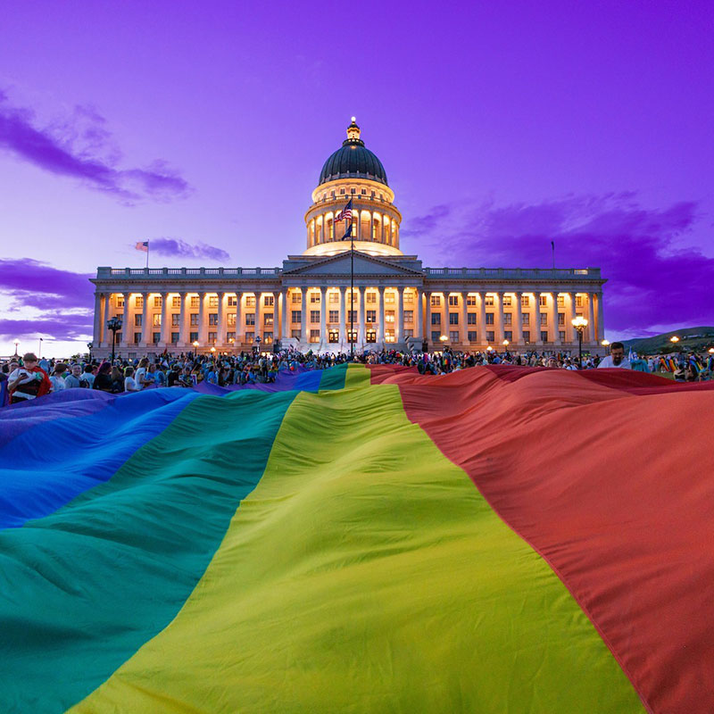 utah capitol with pride flag